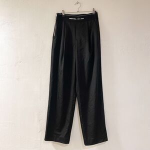 Mo&Co Logo High Waist Straight Leg Pants in Black Large